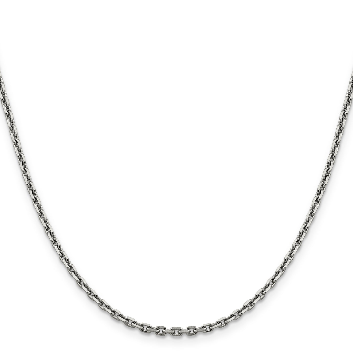 14K White Gold 16 Inch 2.5mm Diamond-Cut Cable With Lobster Clasp Chain