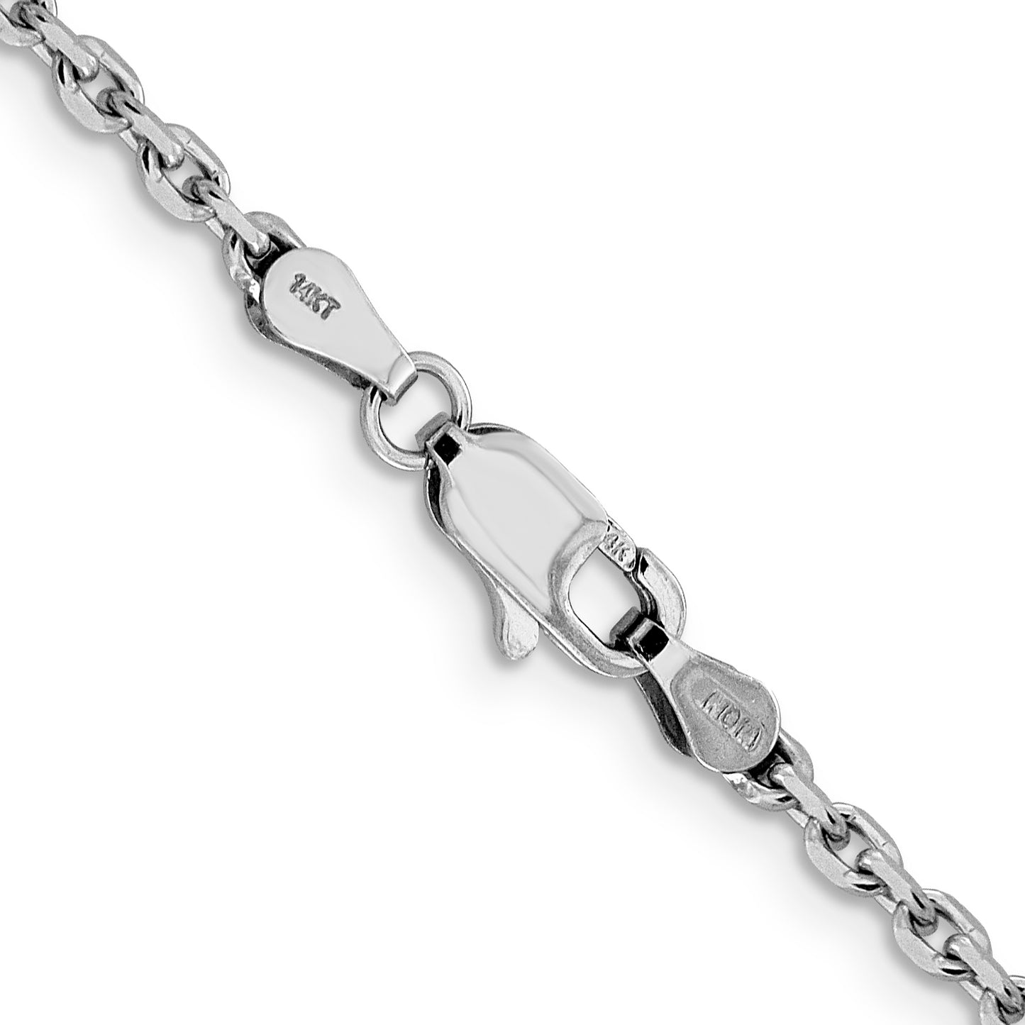 14K White Gold 16 Inch 2.5mm Diamond-Cut Cable With Lobster Clasp Chain