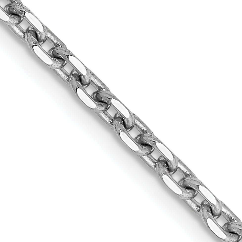 14K White Gold 16 Inch 2.5mm Diamond-Cut Cable With Lobster Clasp Chain