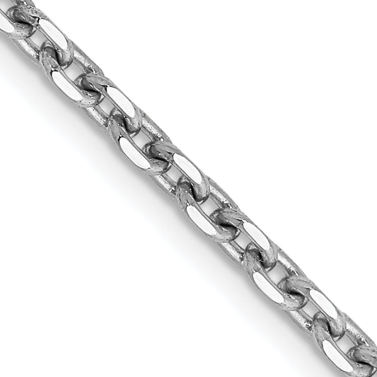 14K White Gold 16 Inch 2.5mm Diamond-Cut Cable With Lobster Clasp Chain