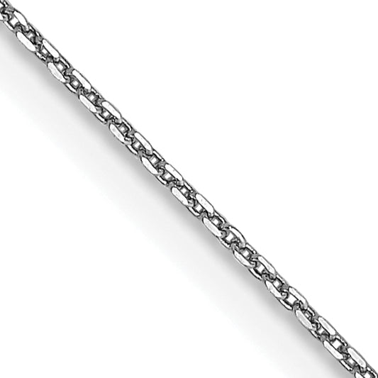 14K White Gold 16 Inch .65mm Diamond-Cut Round Open Link Cable With Lobster Clasp Chain