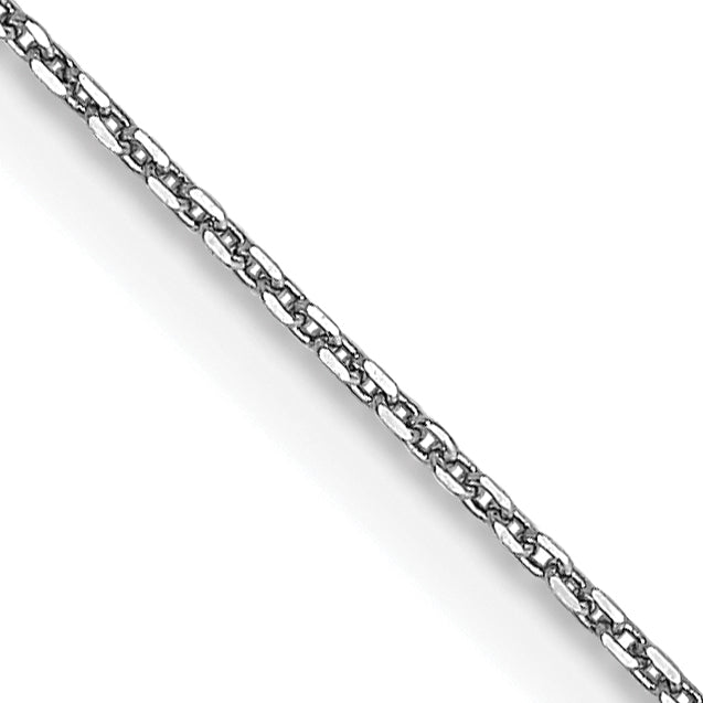 14K White Gold 24 Inch .65mm Diamond-Cut Round Open Link Cable With Lobster Clasp Chain