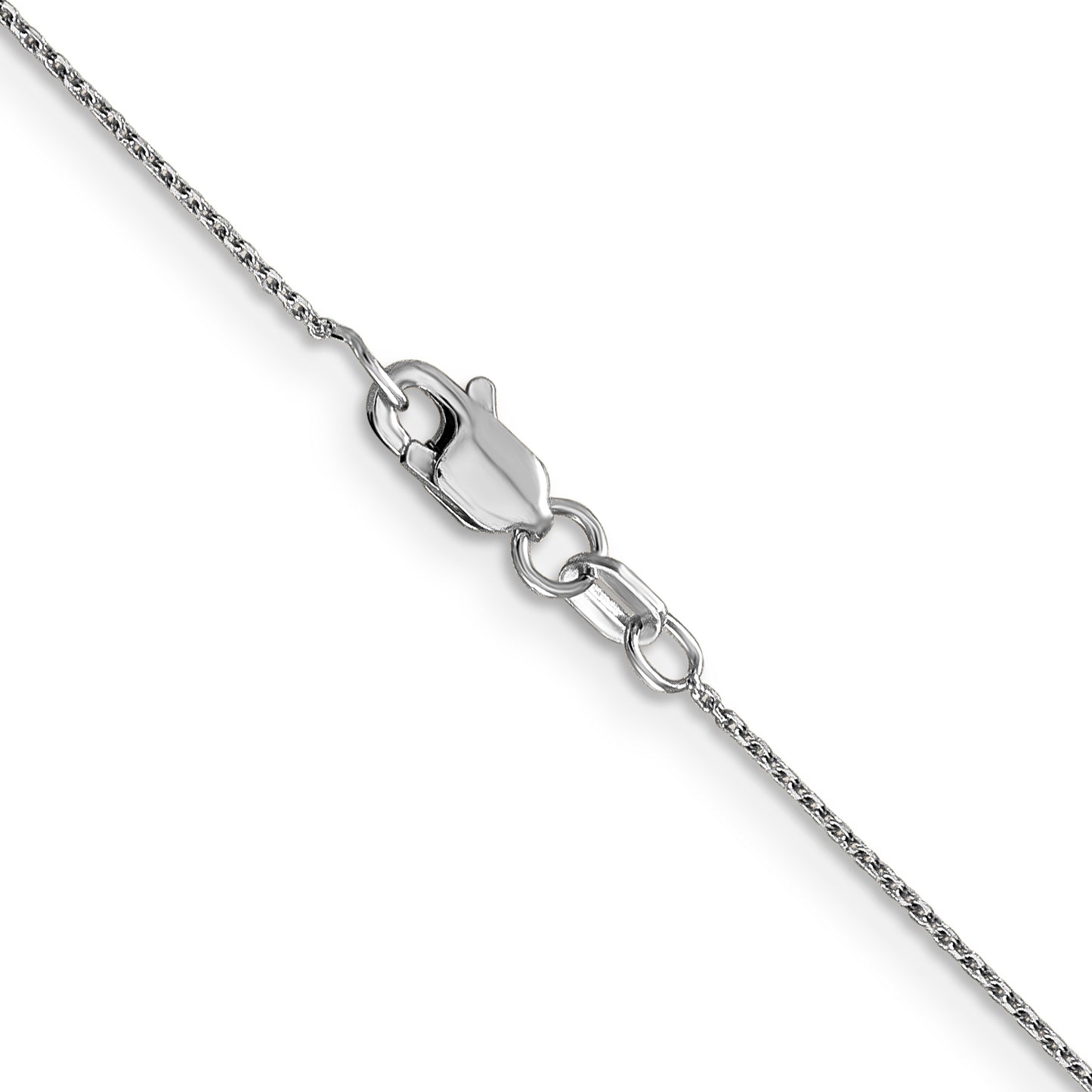 14K White Gold 22 Inch .8mm Diamond-Cut Round Open Link Cable With Lobster Clasp Chain