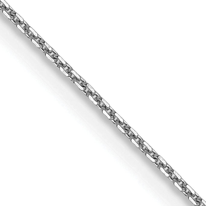 14K White Gold 14 Inch .8mm Diamond-Cut Round Open Link Cable With Lobster Clasp Chain