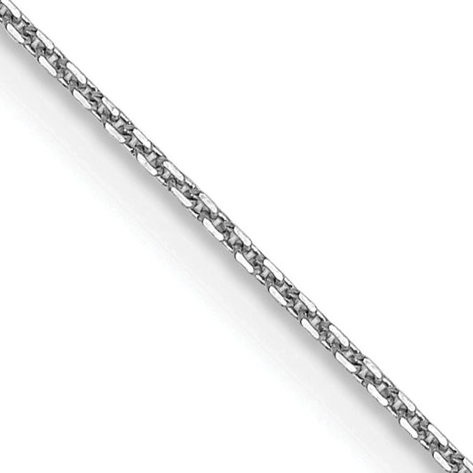 14K White Gold 24 Inch .8mm Diamond-Cut Round Open Link Cable With Lobster Clasp Chain