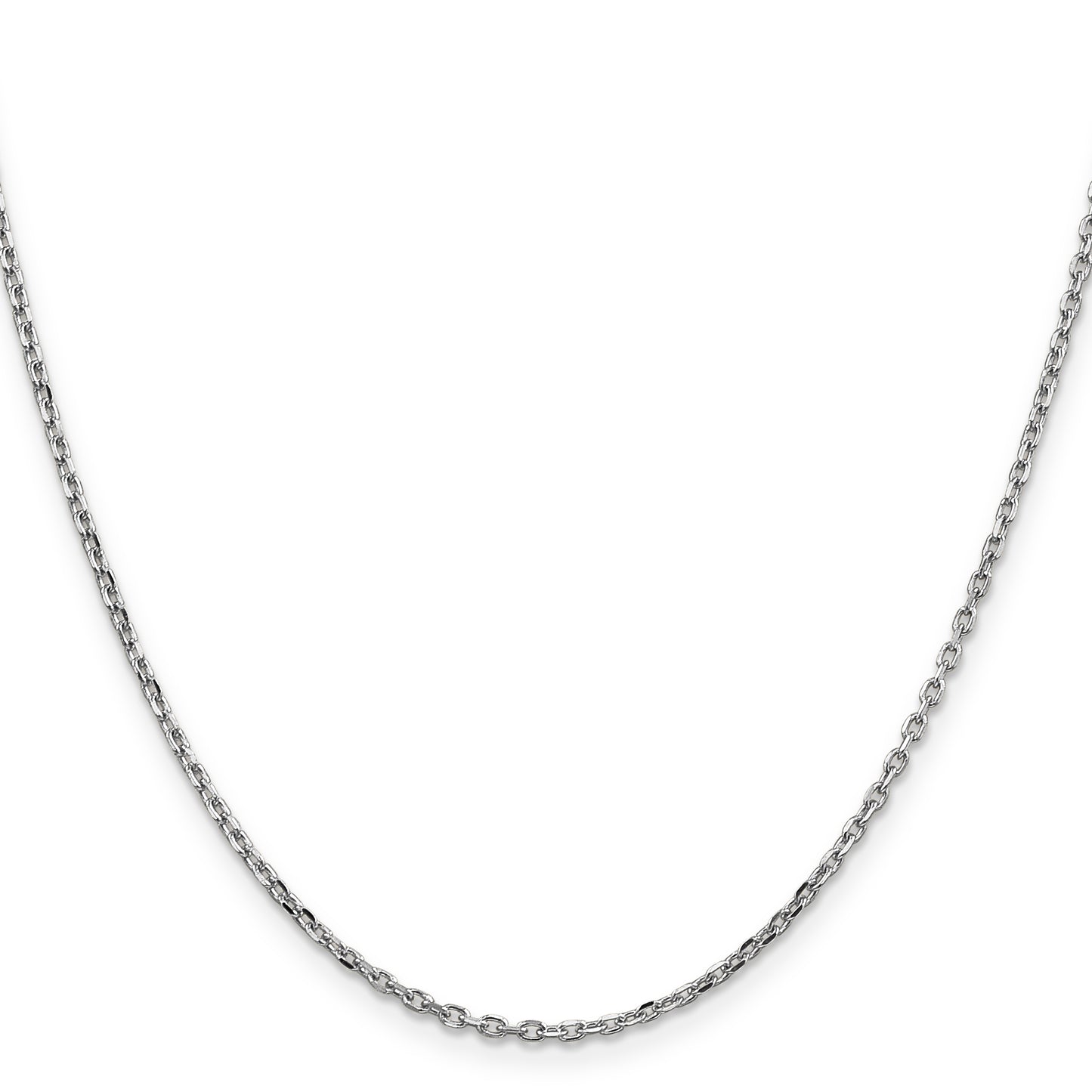 14K White Gold 30 Inch 1.8mm Diamond-Cut Round Open Link Cable With Lobster Clasp Chain