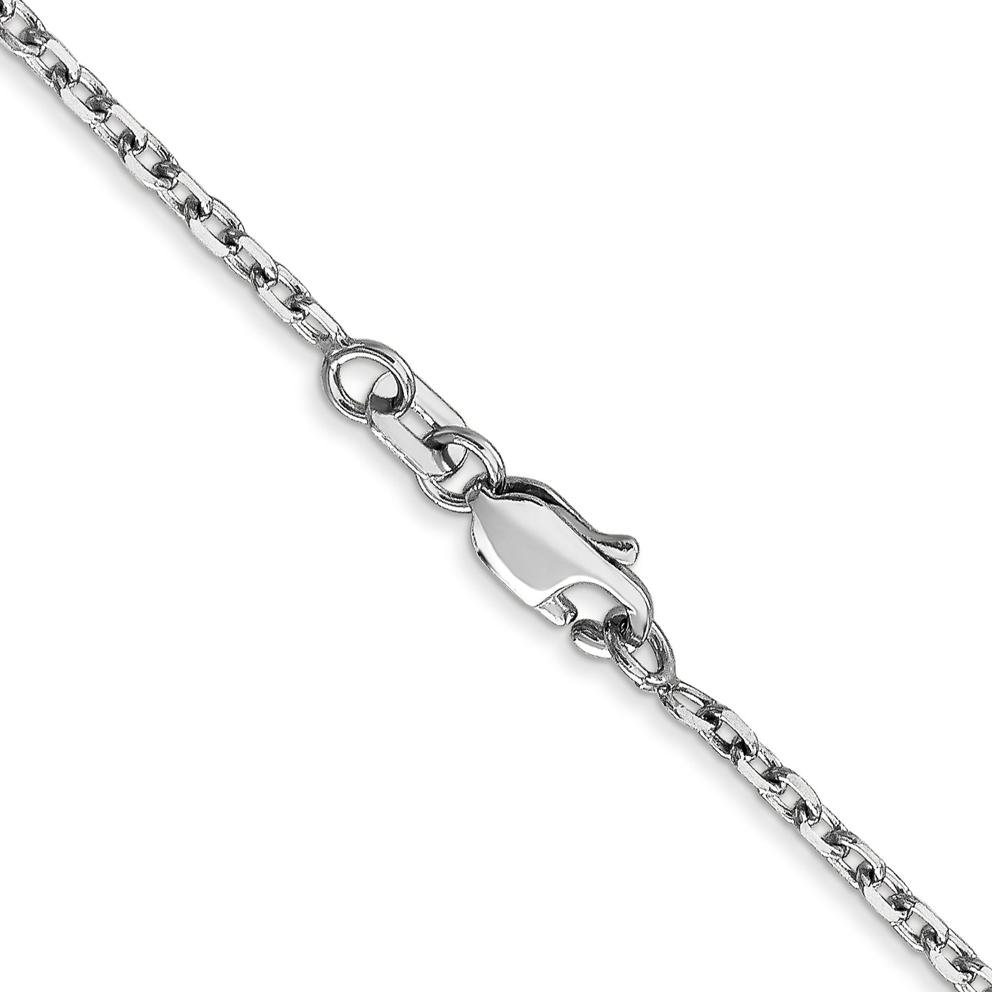 14K White Gold 30 Inch 1.8mm Diamond-Cut Round Open Link Cable With Lobster Clasp Chain