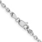 14K White Gold 18 Inch 3mm Diamond-Cut Round Open Link Cable With Lobster Clasp Chain