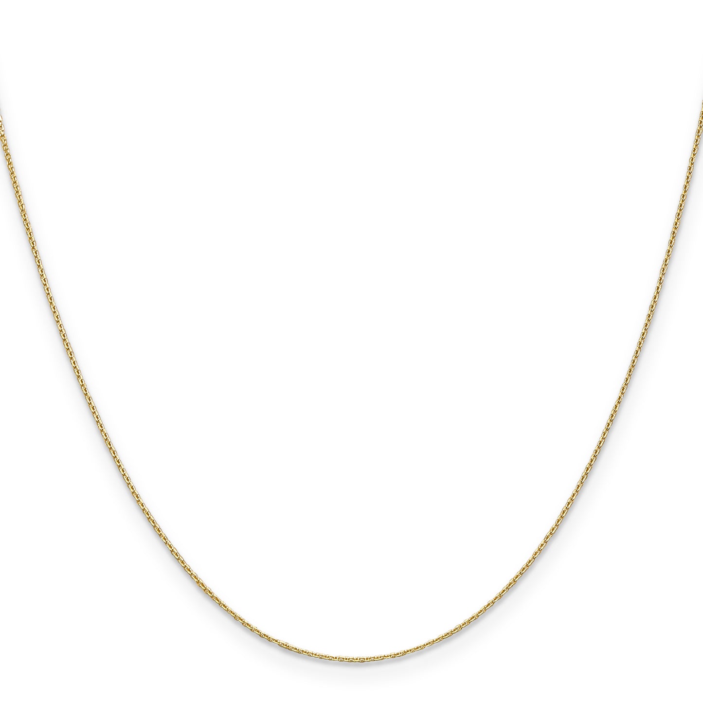 14K Yellow Gold 16 Inch .65mm Diamond-Cut Round Open Link Cable With Lobster Clasp Chain