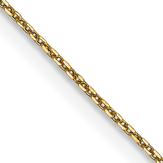 14K Yellow Gold 16 Inch .65mm Diamond-Cut Round Open Link Cable With Lobster Clasp Chain