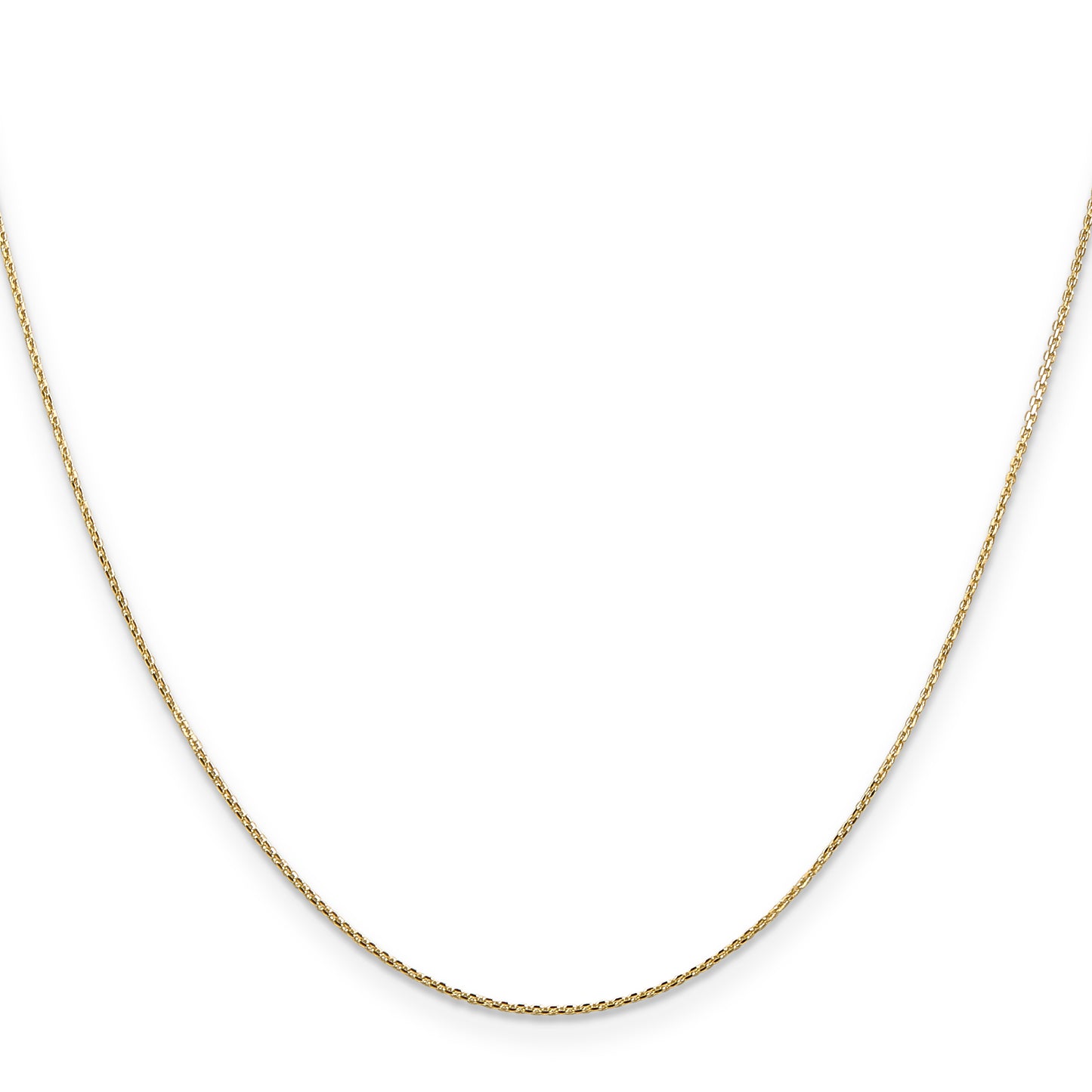 14K Yellow Gold 14 Inch .8mm Diamond-Cut Round Open Link Cable With Lobster Clasp Chain