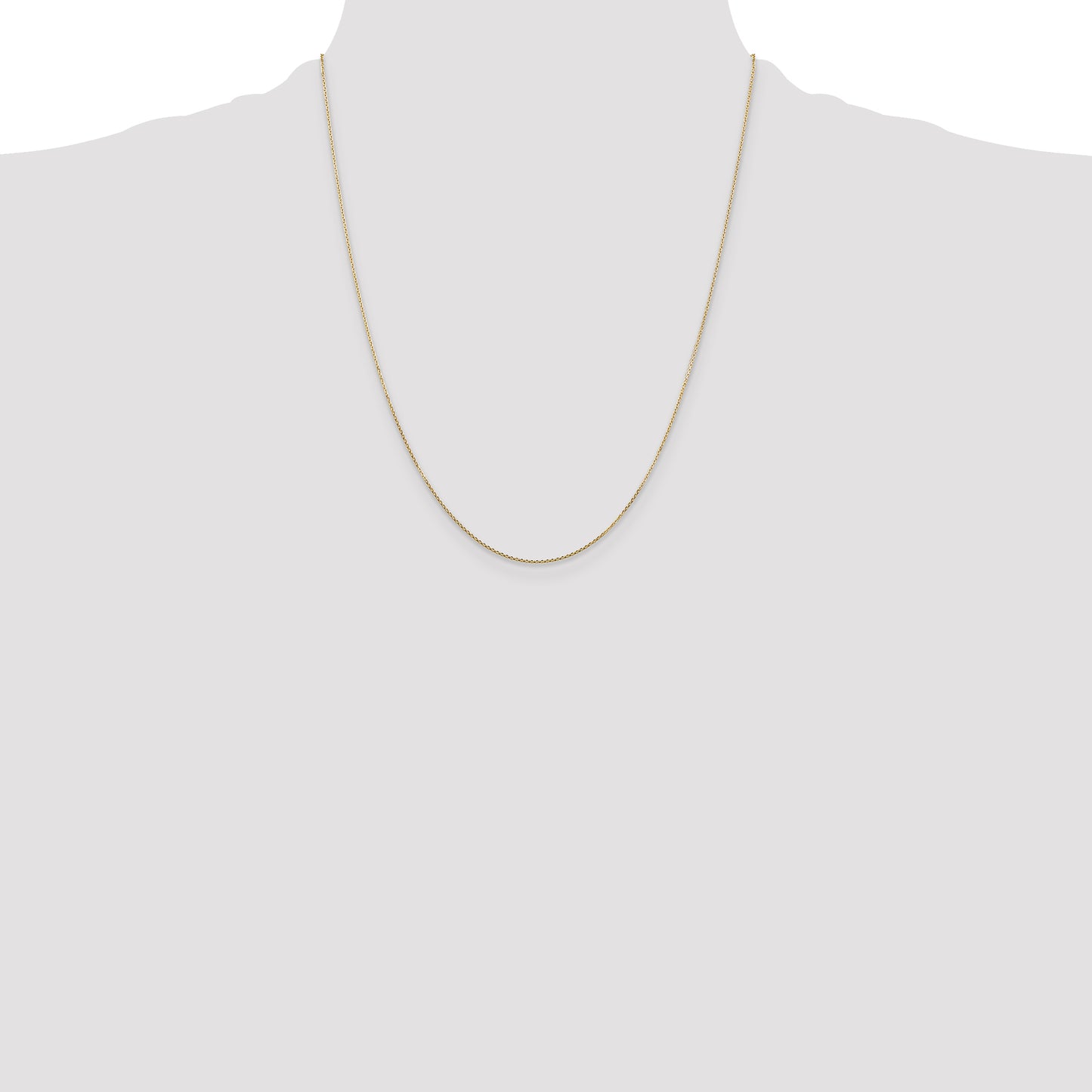 14K Yellow Gold 22 Inch .8mm Diamond-Cut Round Open Link Cable With Lobster Clasp Chain