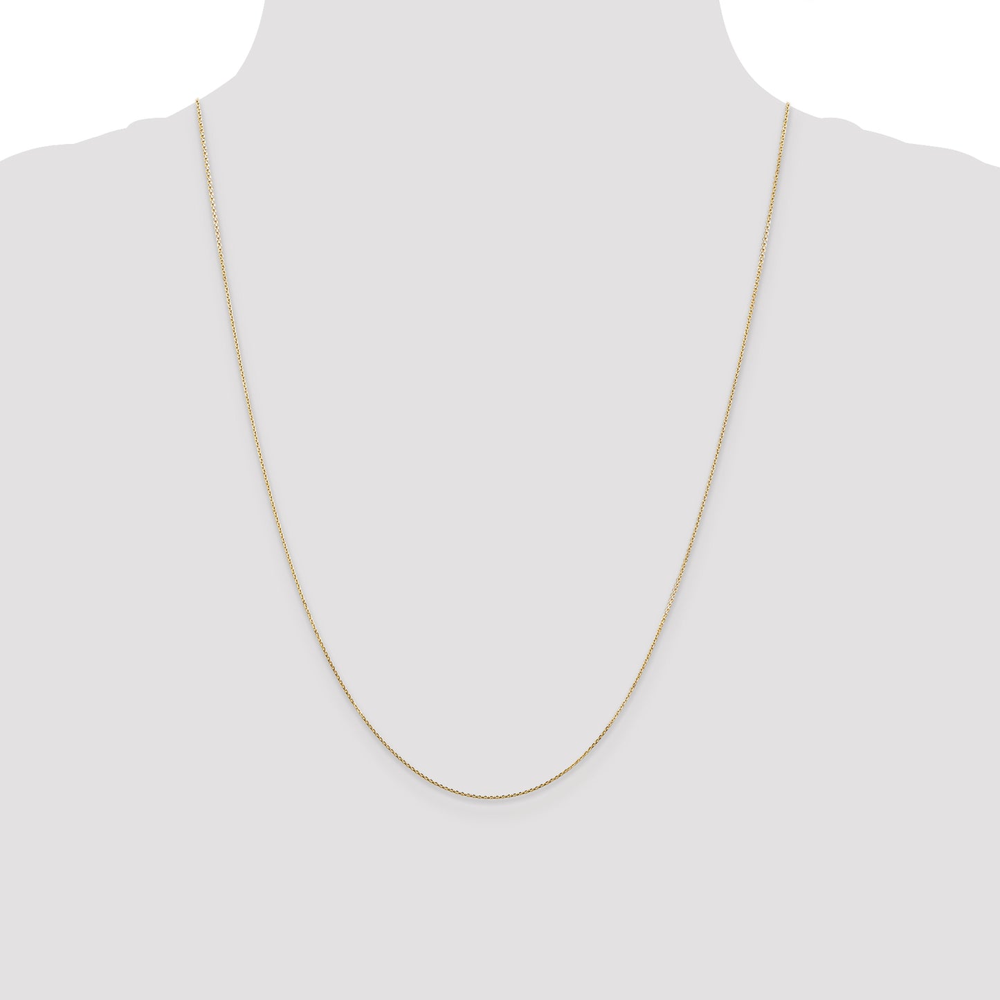 14K Yellow Gold 24 Inch .8mm Diamond-Cut Round Open Link Cable With Lobster Clasp Chain