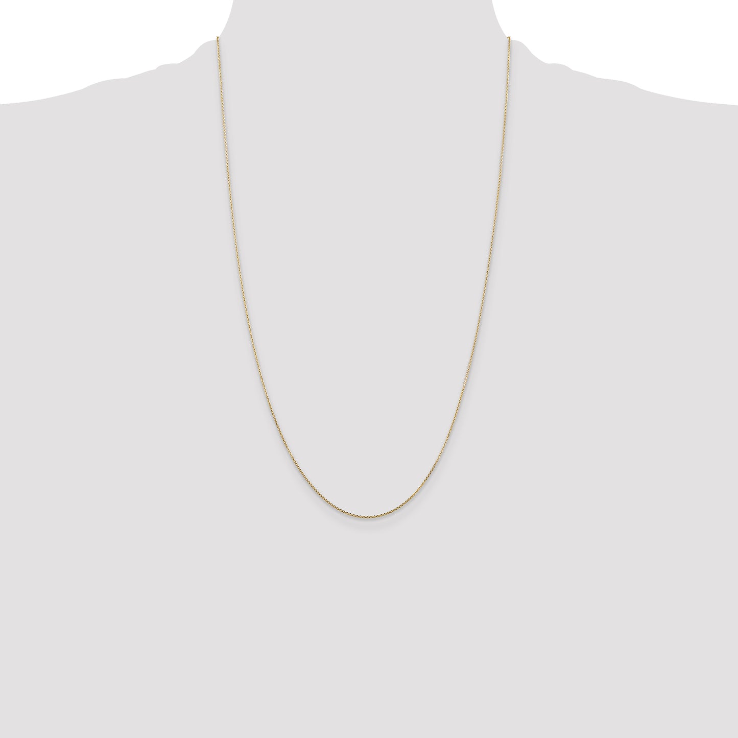 14K Yellow Gold 26 Inch .8mm Diamond-Cut Round Open Link Cable With Lobster Clasp Chain