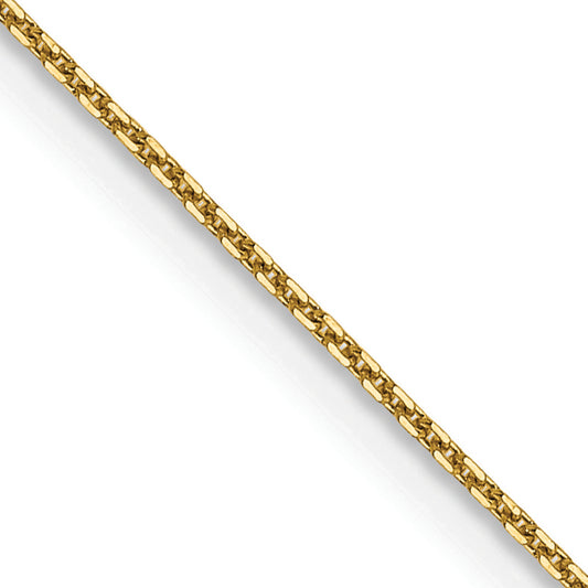 14K Yellow Gold 30 Inch .8mm Diamond-Cut Round Open Link Cable With Lobster Clasp Chain