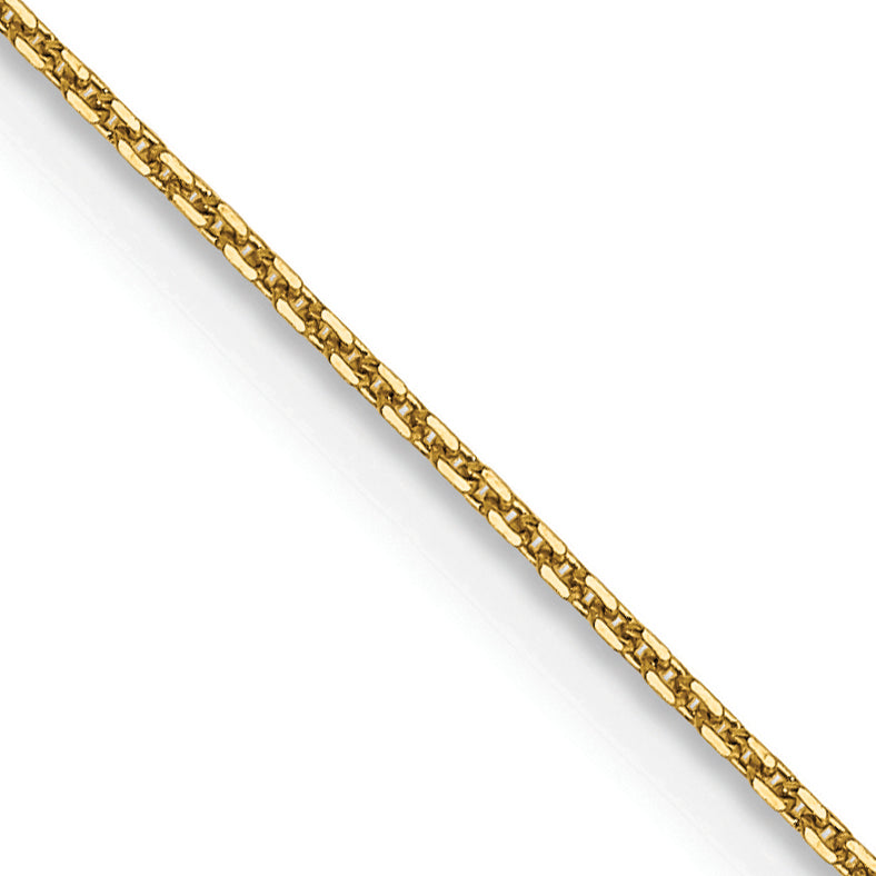 14K Yellow Gold 16 Inch .8mm Diamond-Cut Round Open Link Cable With Lobster Clasp Chain