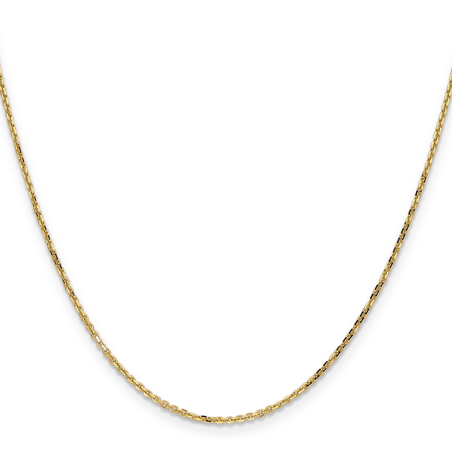 14K Yellow Gold 14 Inch 1.4mm Diamond-Cut Round Open Link Cable With Lobster Clasp Chain