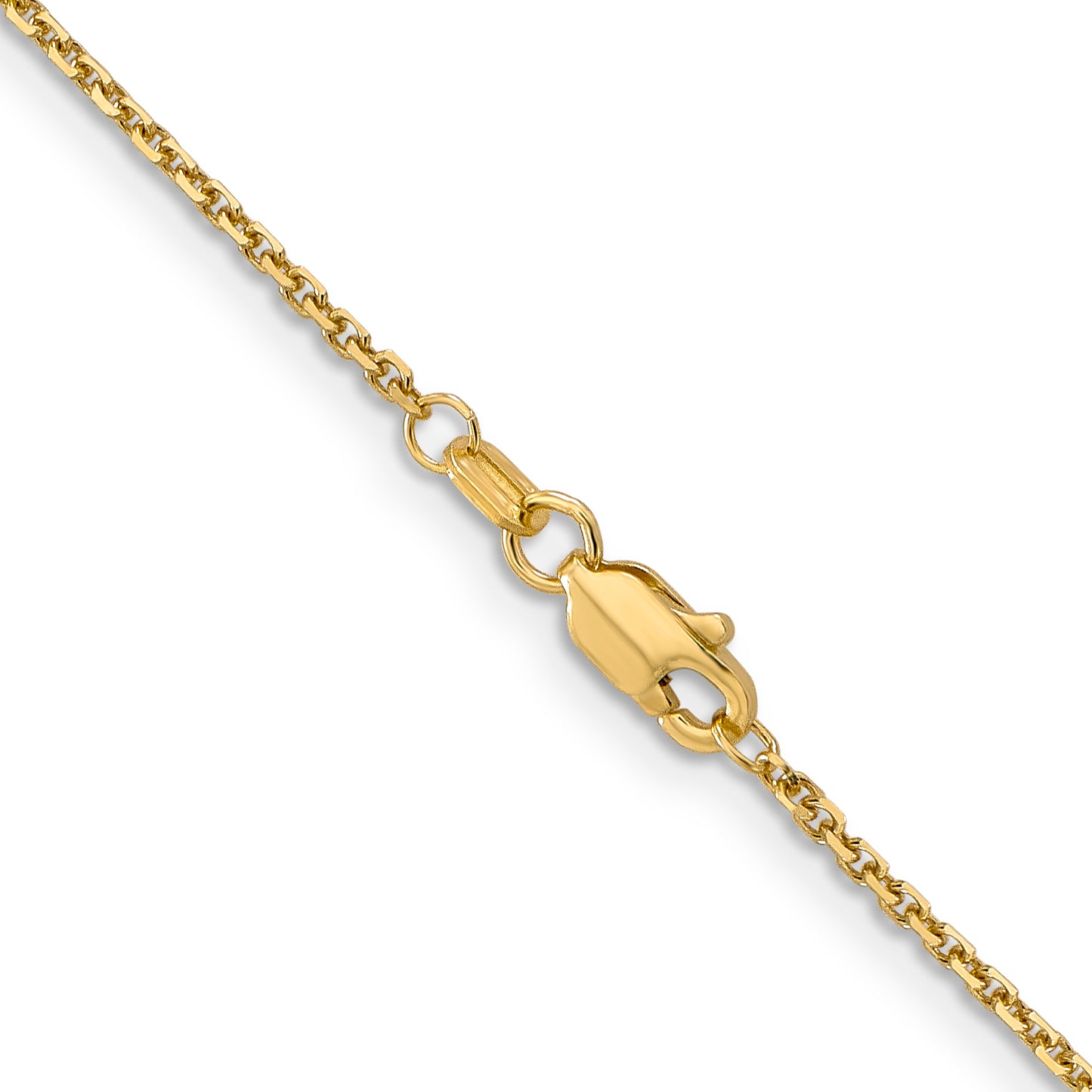 14K Yellow Gold 18 Inch 1.4mm Diamond-Cut Round Open Link Cable With Lobster Clasp Chain