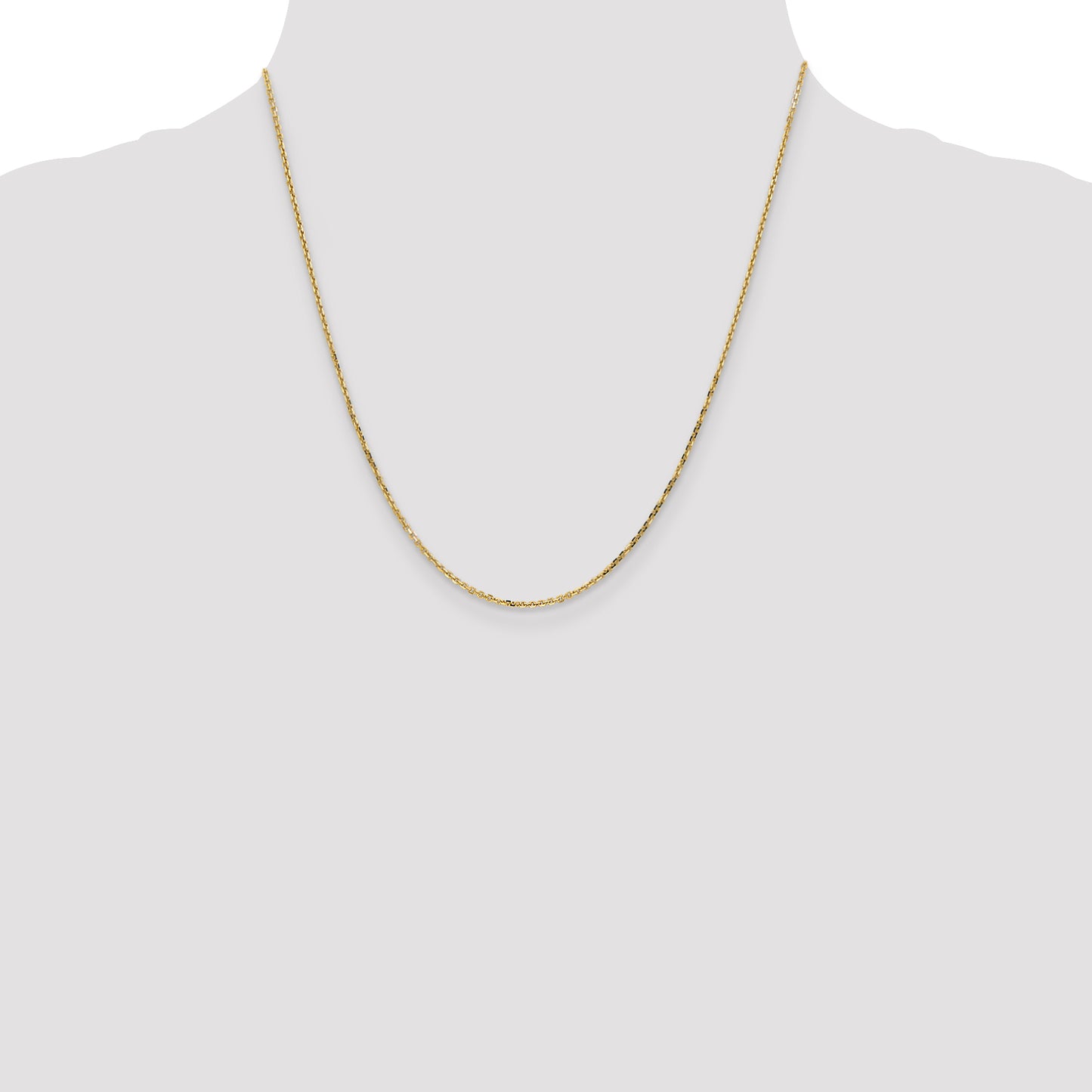 14K Yellow Gold 20 Inch 1.4mm Diamond-Cut Round Open Link Cable With Lobster Clasp Chain