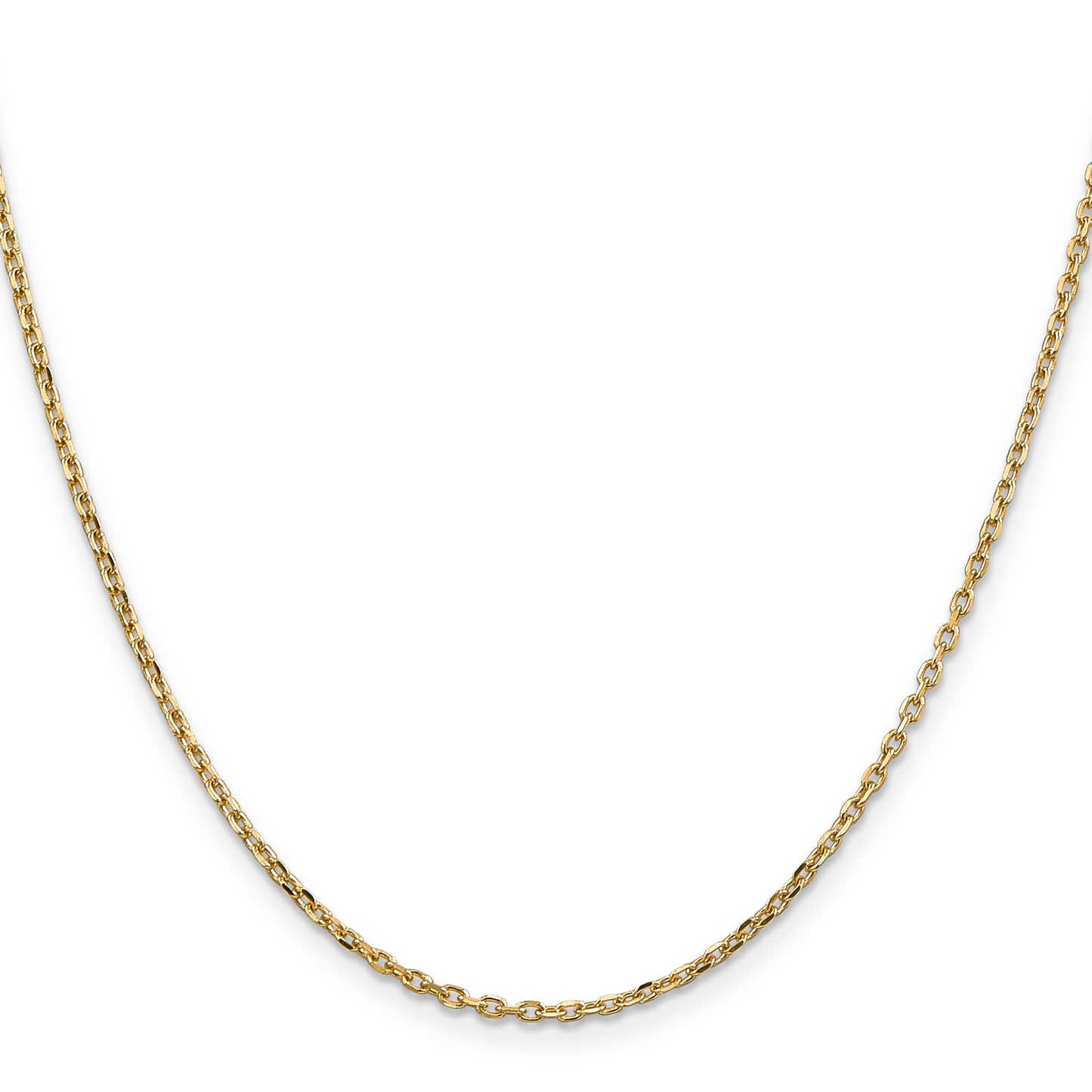 14K Yellow Gold 16 Inch 1.8mm Diamond-Cut Round Open Link Cable With Lobster Clasp Chain