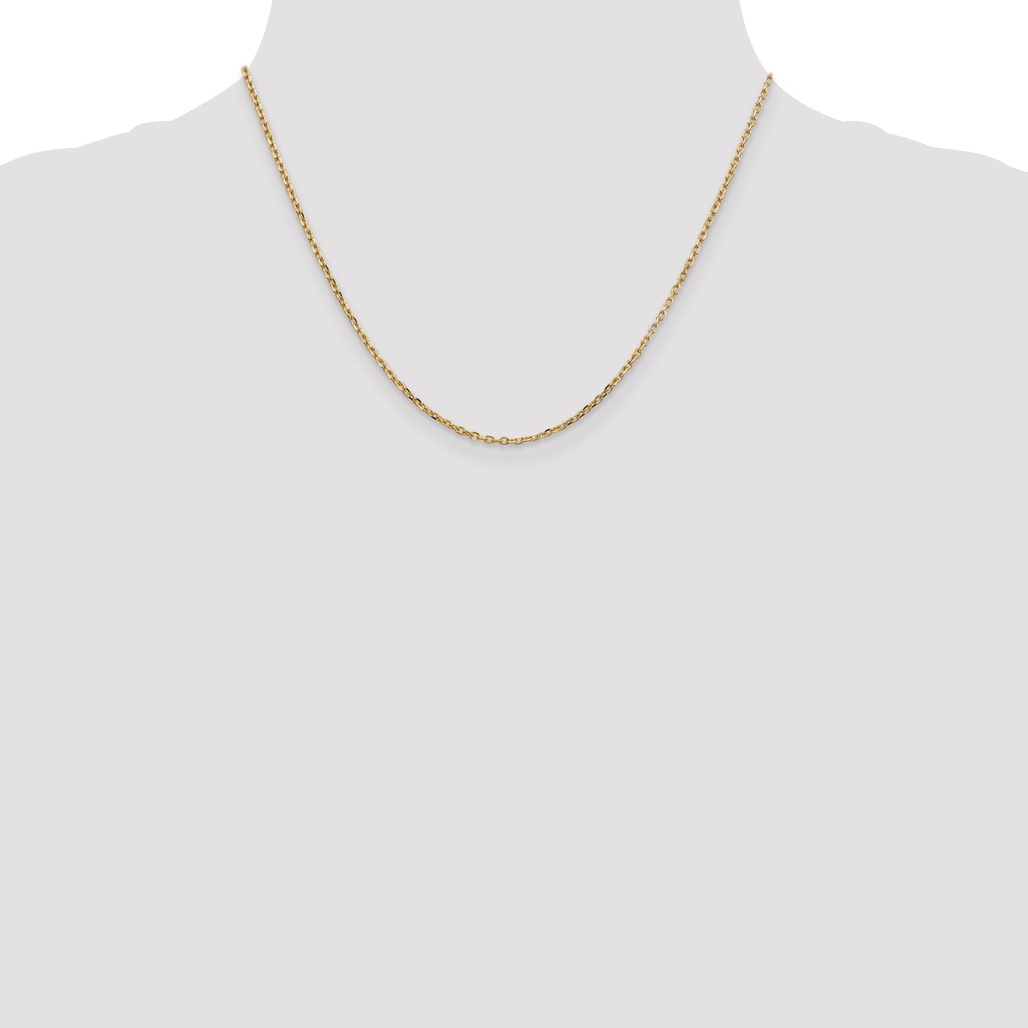 14K Yellow Gold 18 Inch 1.8mm Diamond-Cut Round Open Link Cable With Lobster Clasp Chain