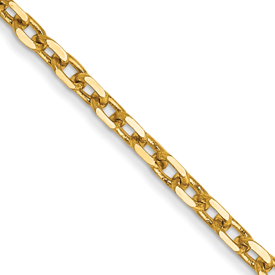 14K Yellow Gold 16 Inch 1.8mm Diamond-Cut Round Open Link Cable With Lobster Clasp Chain