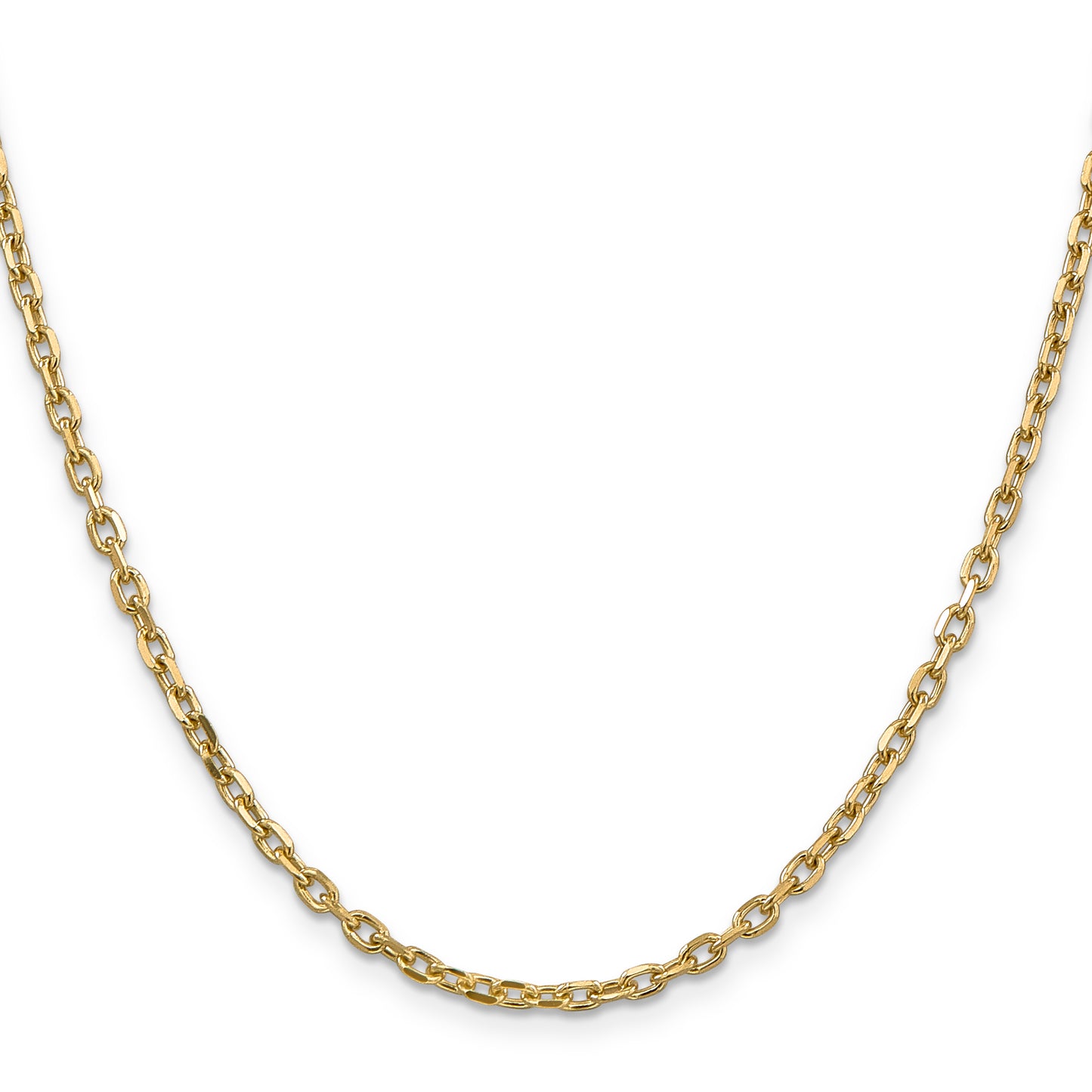 14K Yellow Gold 26 Inch 3mm Diamond-Cut Round Open Link Cable With Lobster Clasp Chain