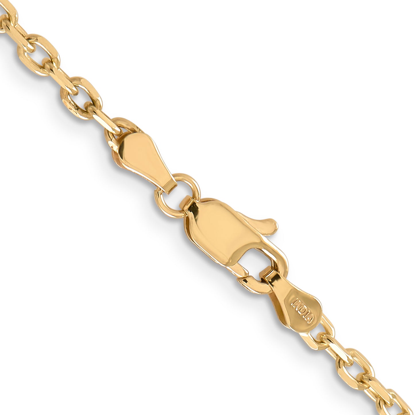 14K Yellow Gold 26 Inch 3mm Diamond-Cut Round Open Link Cable With Lobster Clasp Chain