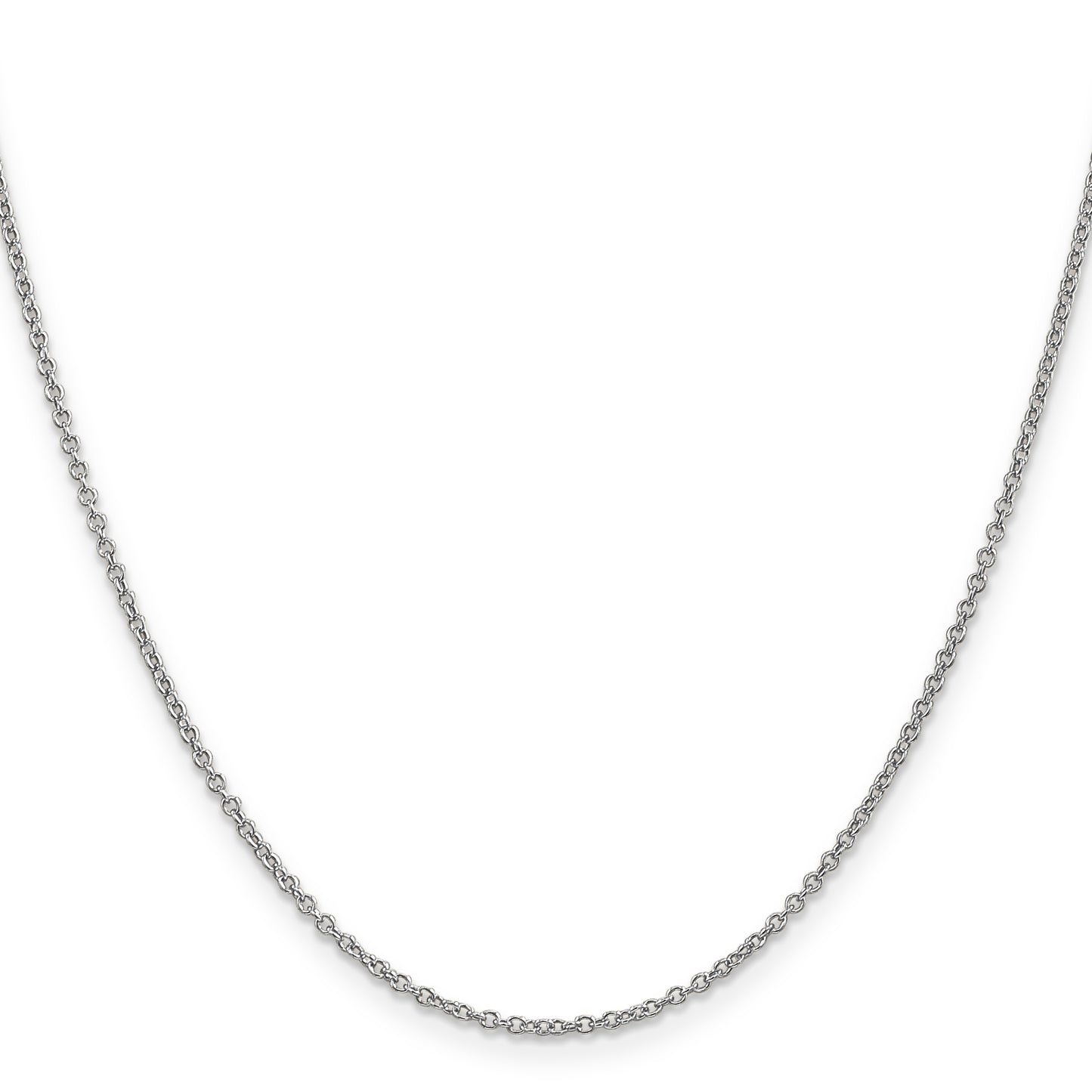 14K White Gold 30 Inch 1.4mm Round Open Wide Link Cable With Lobster Clasp Chain