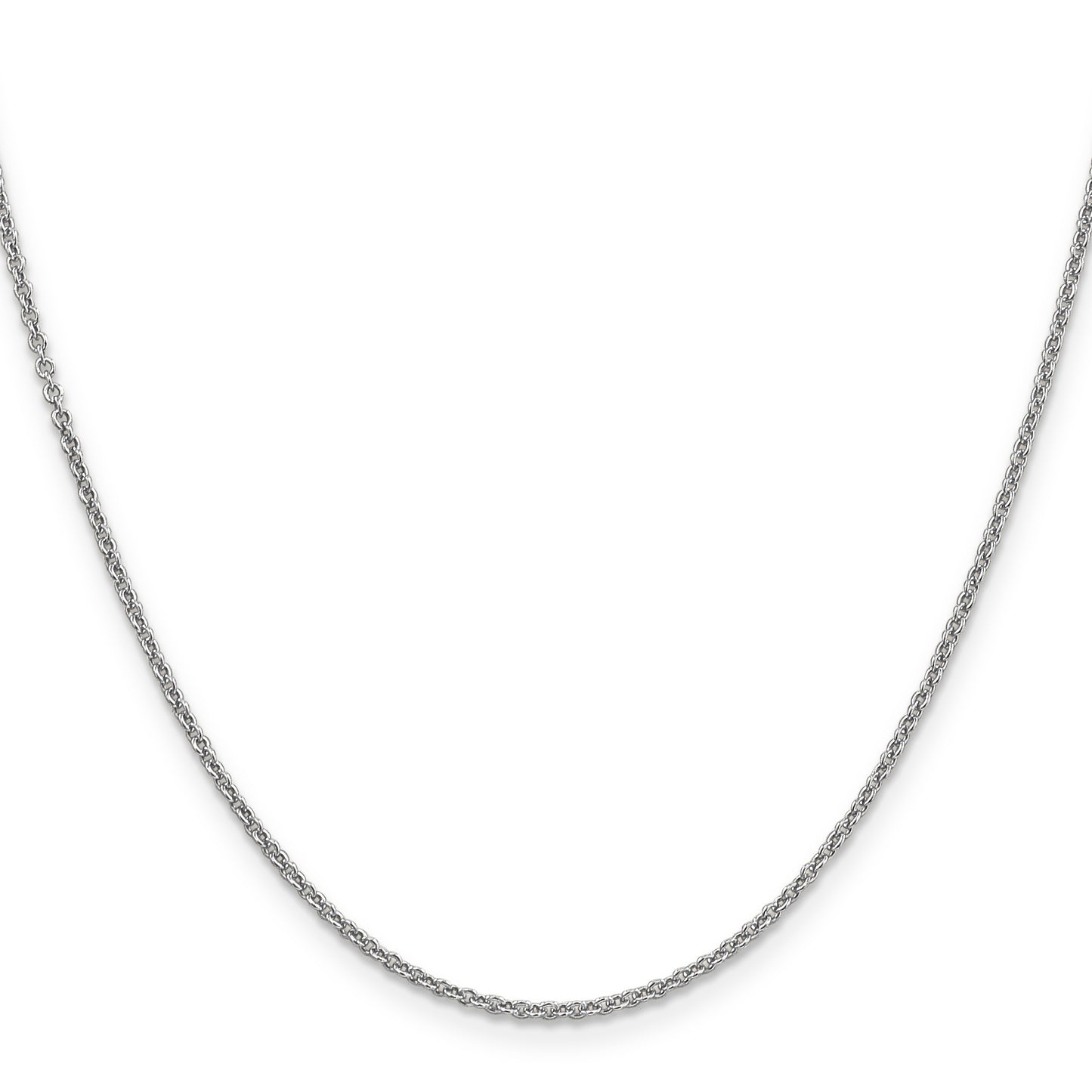 14K White Gold 16 Inch 1.6mm Round Open Link Cable With Lobster Clasp Chain