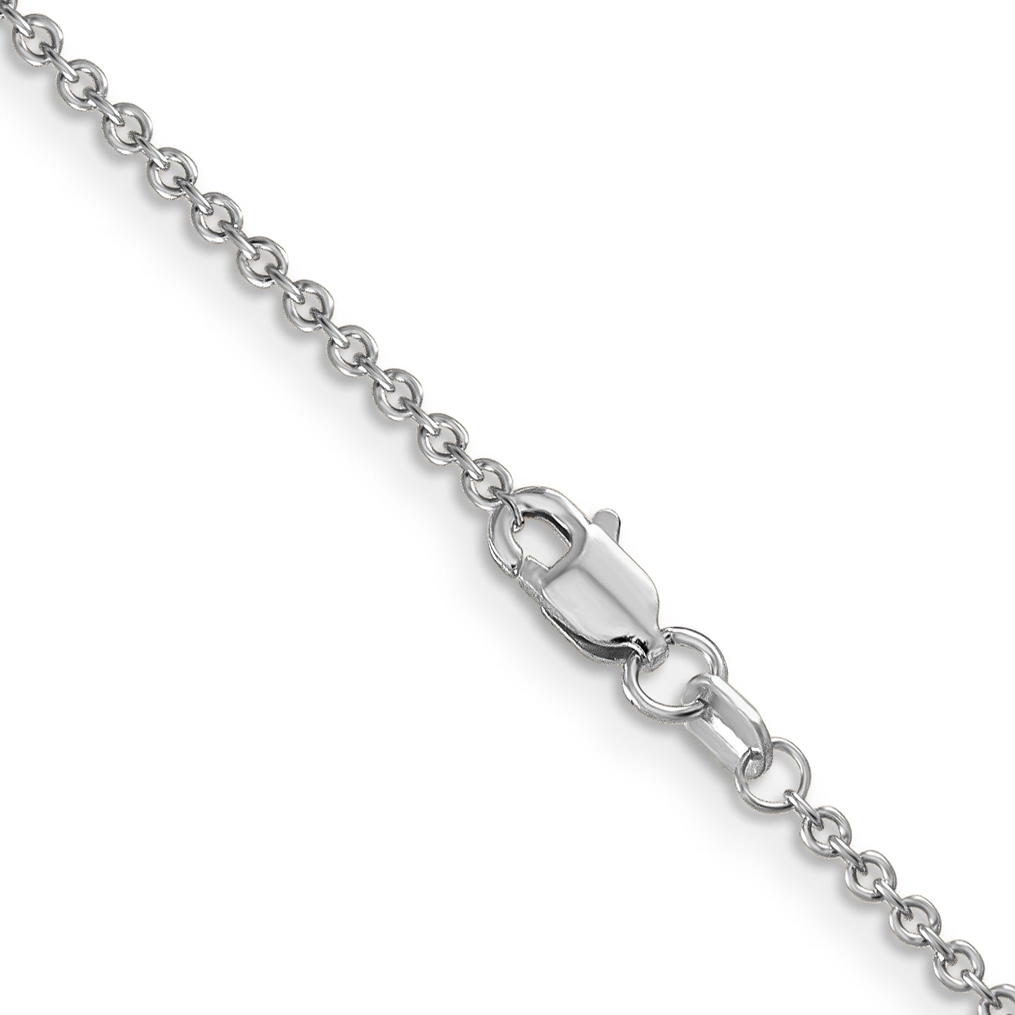 14K White Gold 16 Inch 1.6mm Round Open Link Cable With Lobster Clasp Chain