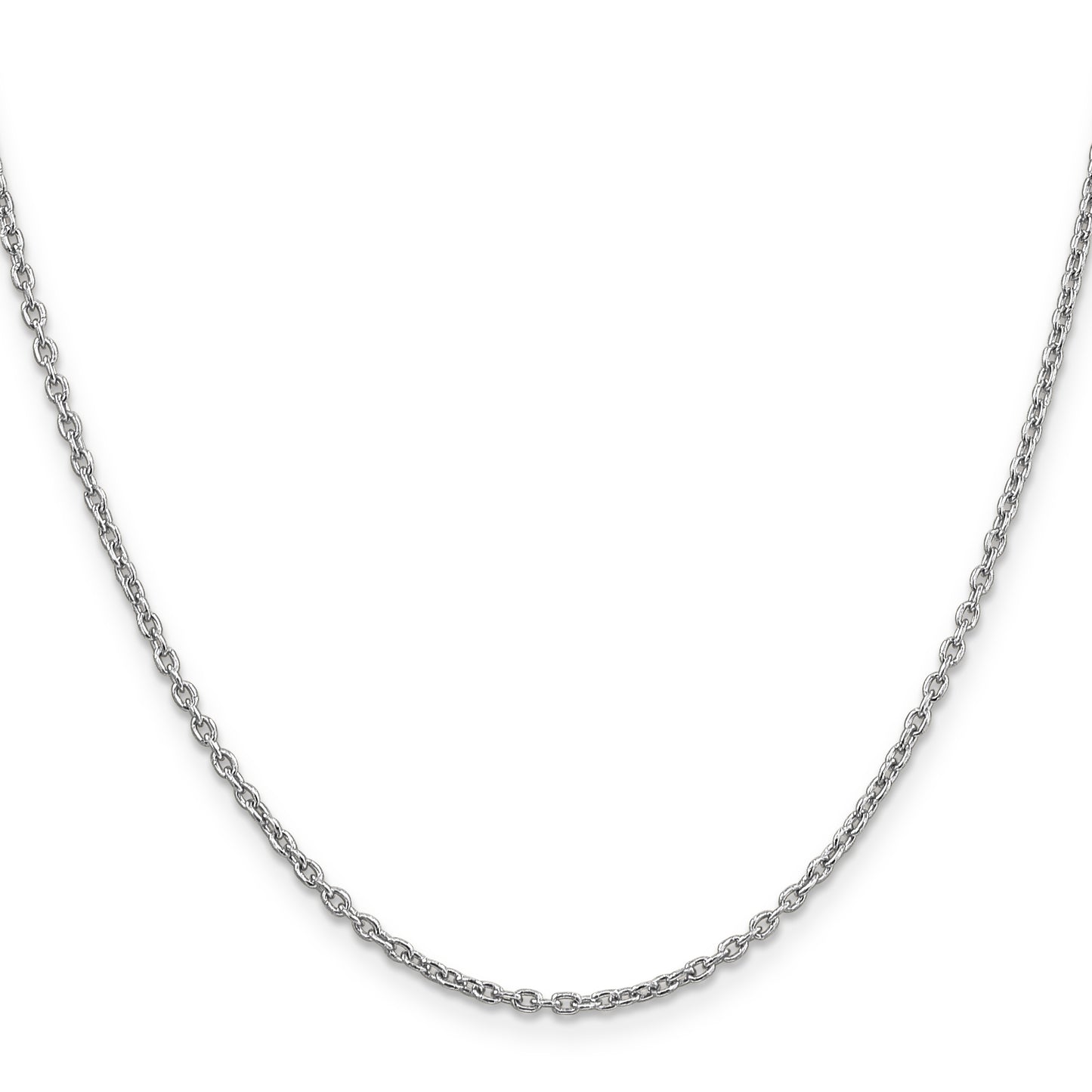 14K White Gold 16 Inch 2mm Round Open Link Cable With Lobster Clasp Chain