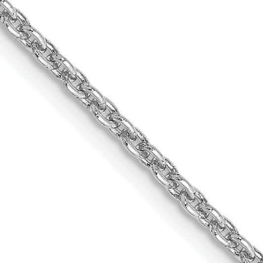 14K White Gold 16 Inch 2mm Round Open Link Cable With Lobster Clasp Chain