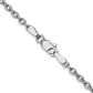 14K White Gold 16 Inch 2.4mm Round Open Link Cable With Lobster Clasp Chain