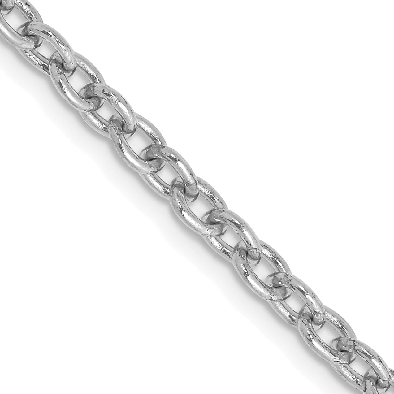 14K White Gold 18 Inch 3.2mm Round Open Link Cable With Lobster Clasp Chain