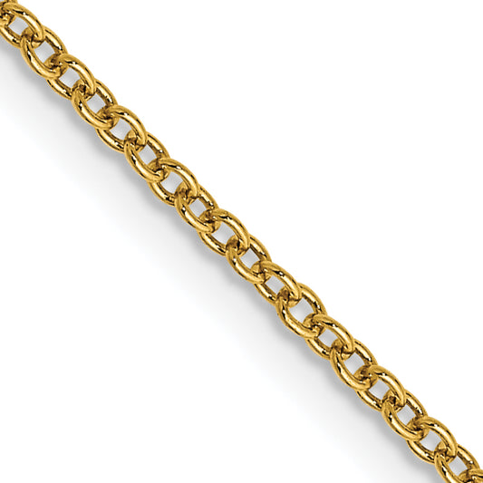 14K Yellow Gold 16 Inch 1.4mm Round Open Wide Link Cable With Lobster Clasp Chain