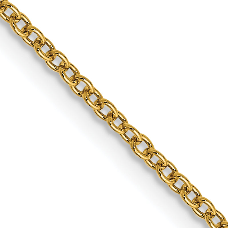 14K Yellow Gold 18 Inch 1.4mm Round Open Wide Link Cable With Lobster Clasp Chain