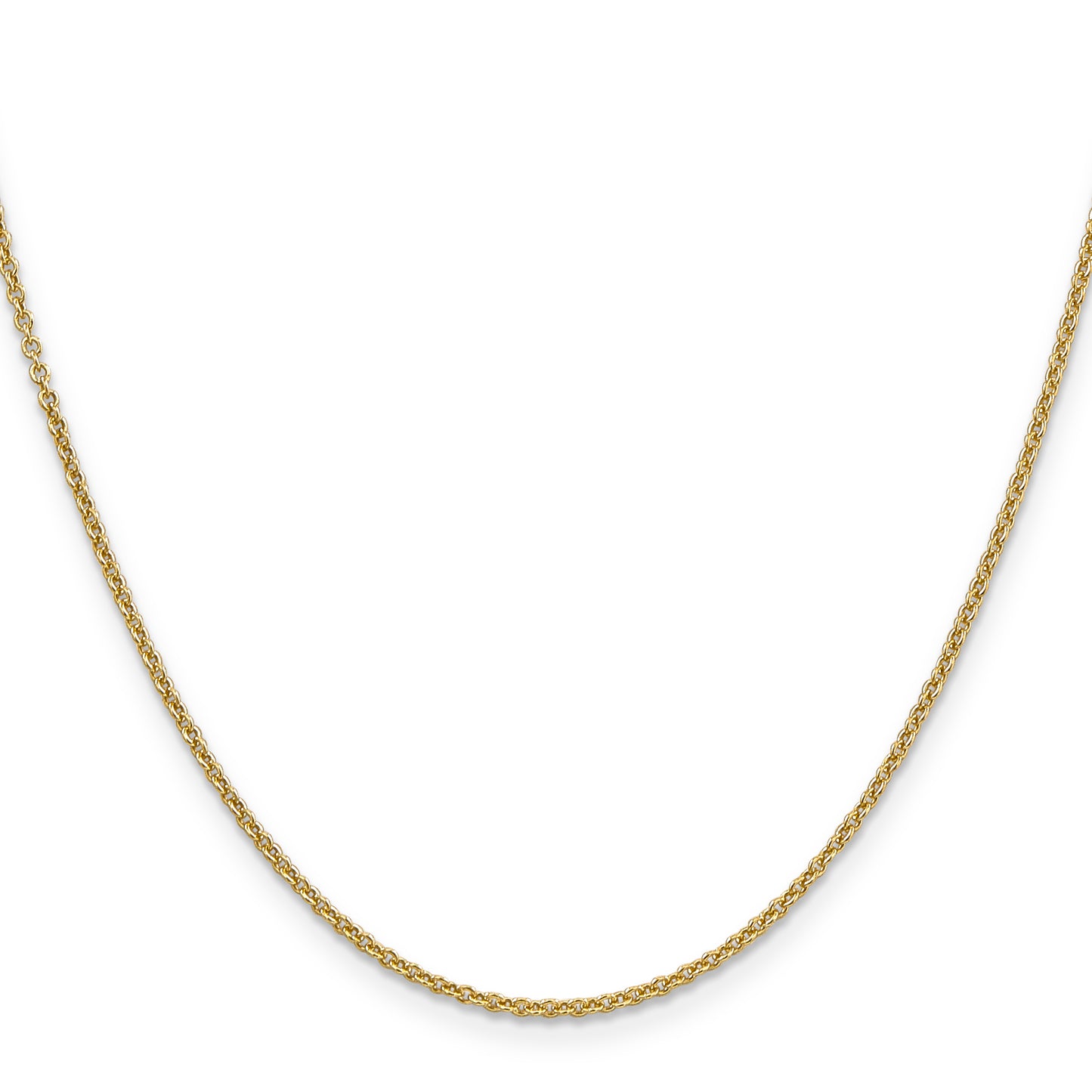 14K Yellow Gold 20 Inch 1.6mm Round Open Link Cable With Lobster Clasp Chain