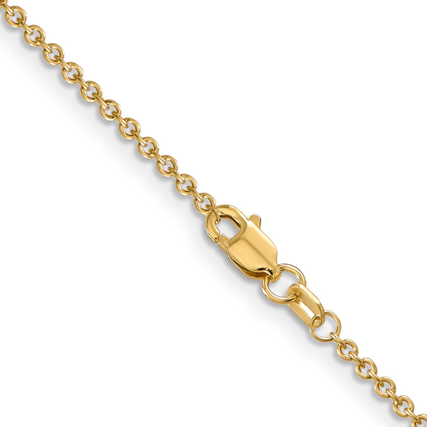 14K Yellow Gold 20 Inch 1.6mm Round Open Link Cable With Lobster Clasp Chain