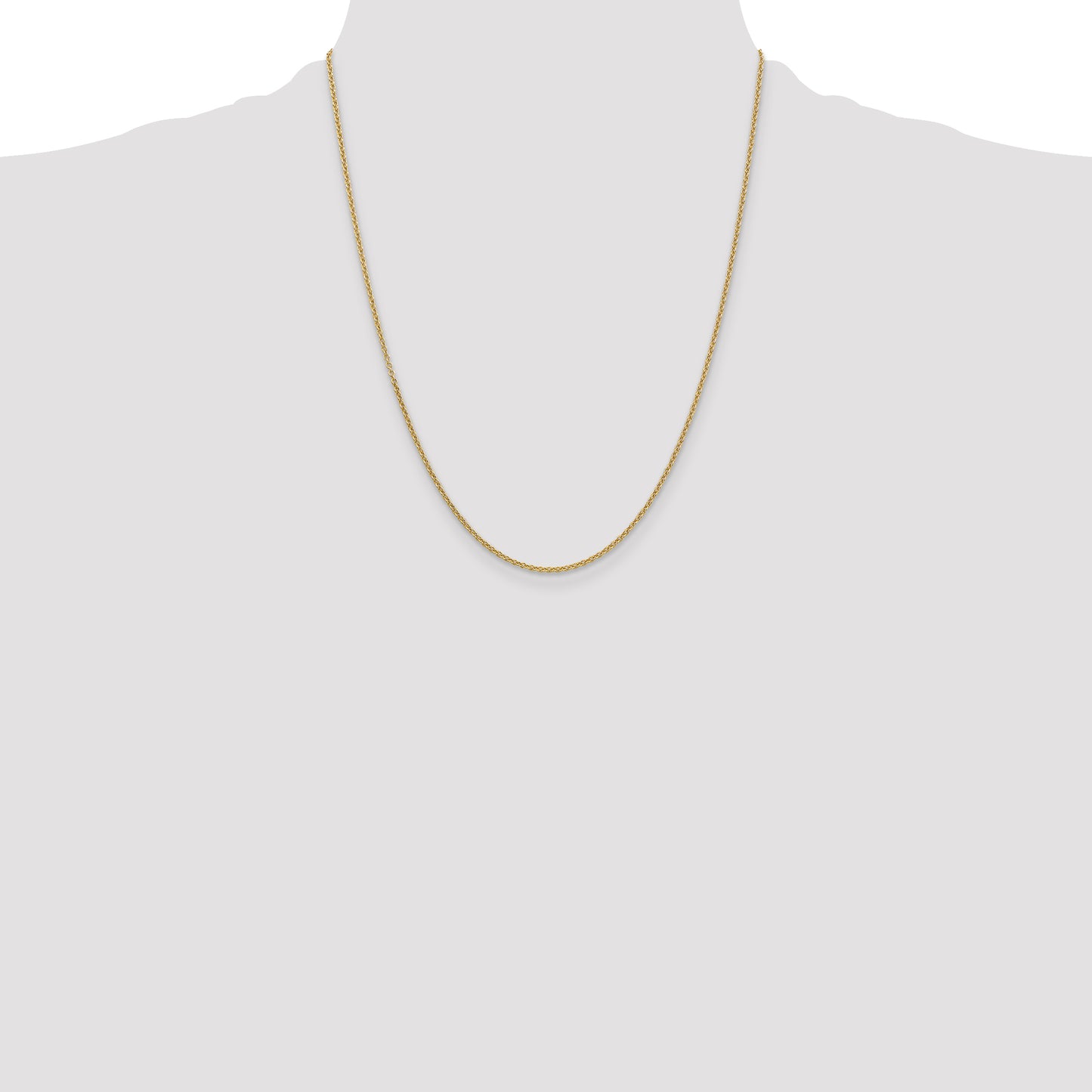 14K Yellow Gold 22 Inch 1.6mm Round Open Link Cable With Lobster Clasp Chain