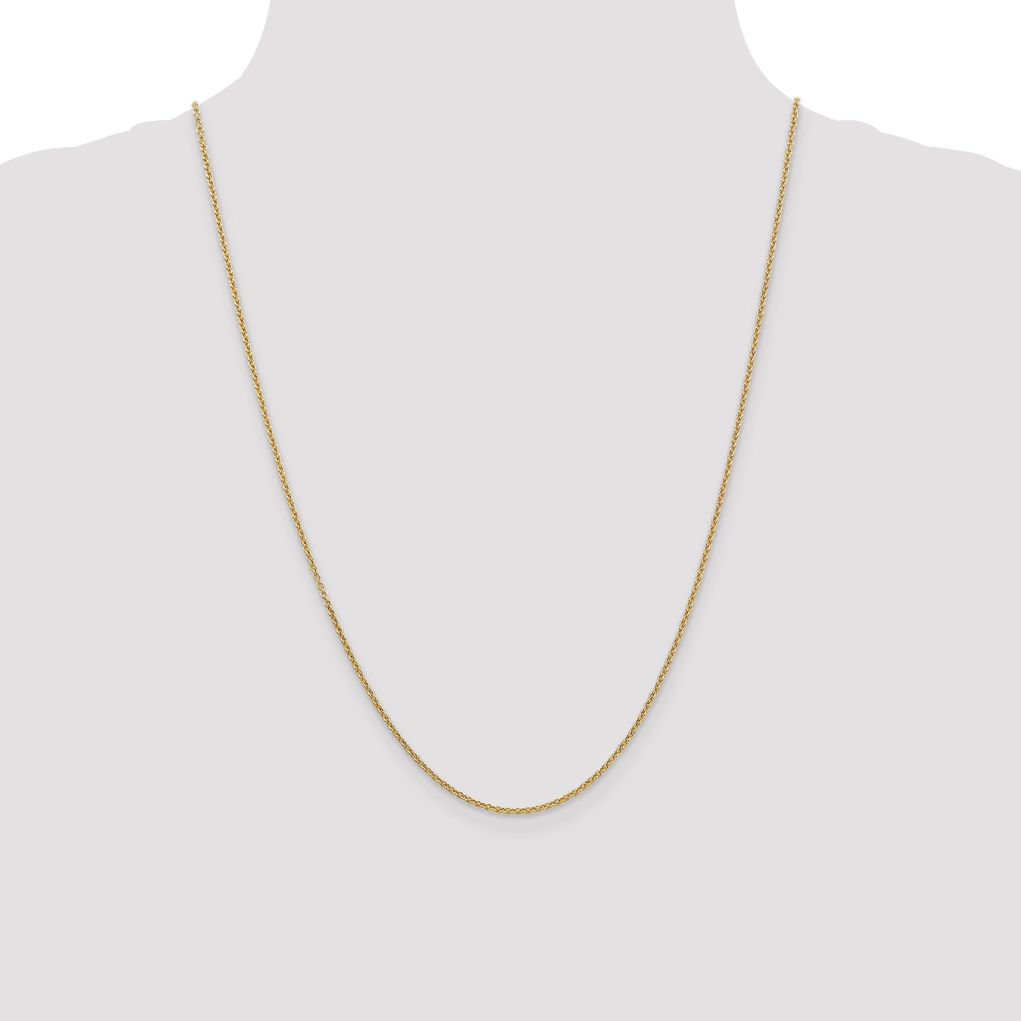 14K Yellow Gold 24 Inch 1.6mm Round Open Link Cable With Lobster Clasp Chain