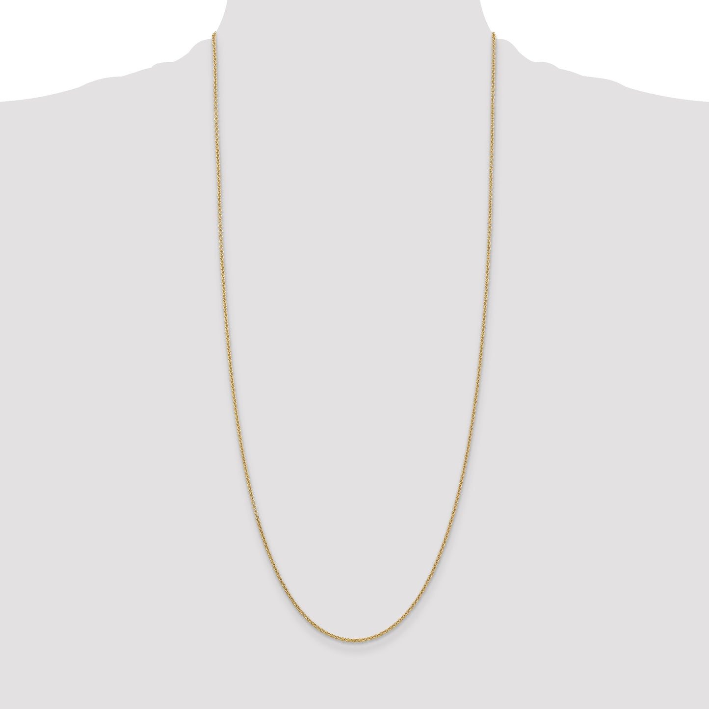 14K Yellow Gold 30 Inch 1.6mm Round Open Link Cable With Lobster Clasp Chain