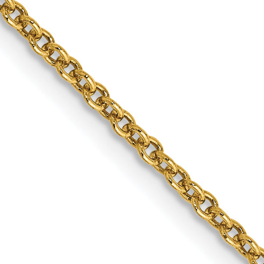 14K Yellow Gold 20 Inch 1.6mm Round Open Link Cable With Lobster Clasp Chain