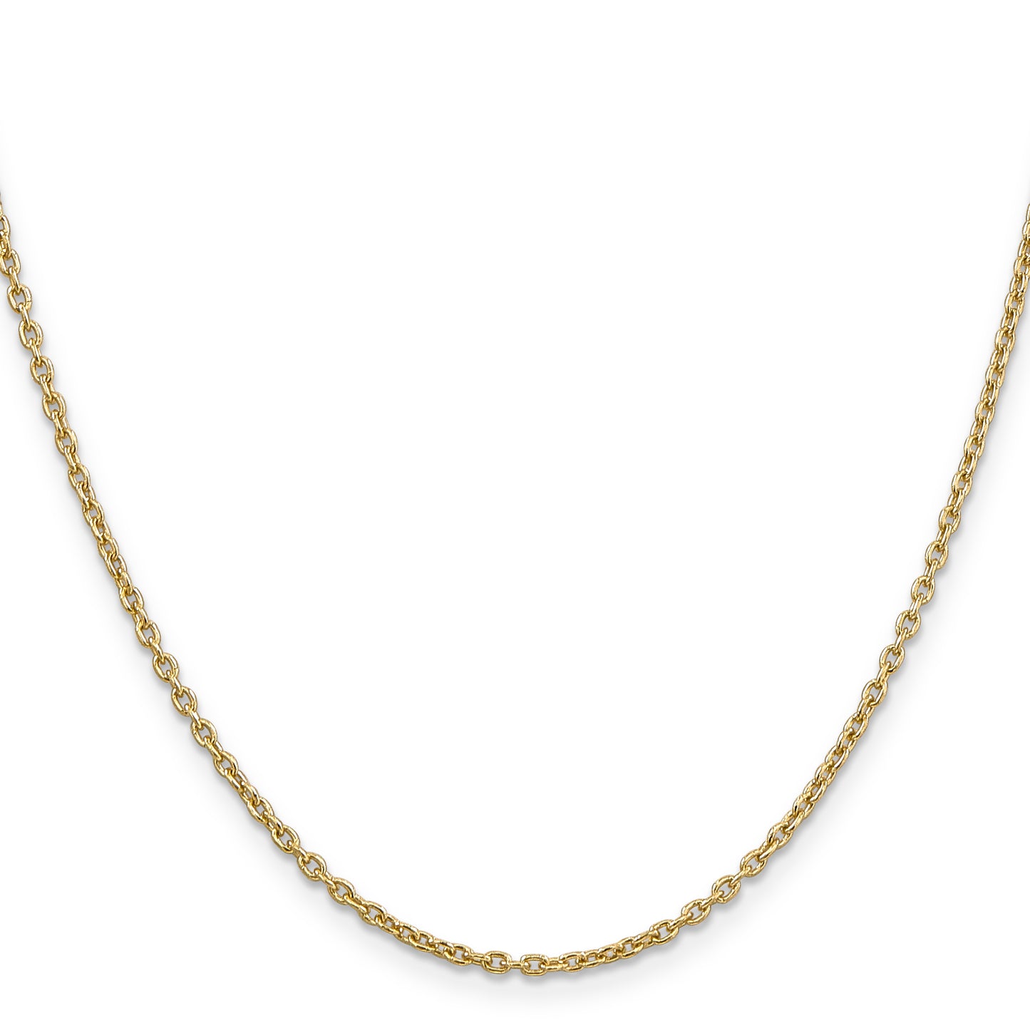 14K Yellow Gold 16 Inch 2mm Round Open Link Cable With Lobster Clasp Chain