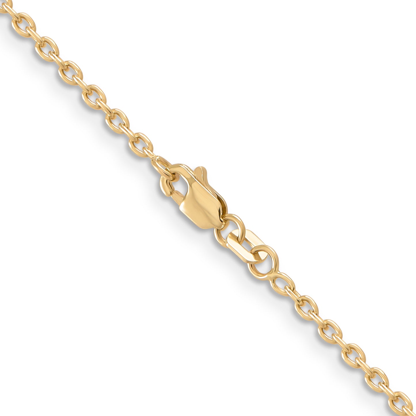 14K Yellow Gold 16 Inch 2mm Round Open Link Cable With Lobster Clasp Chain