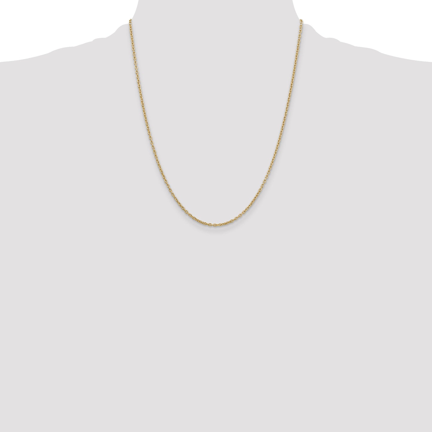 14K Yellow Gold 22 Inch 2mm Round Open Link Cable With Lobster Clasp Chain