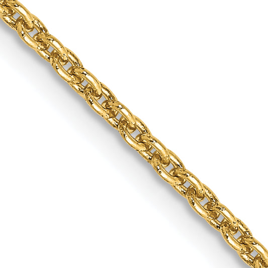 14K Yellow Gold 16 Inch 2mm Round Open Link Cable With Lobster Clasp Chain