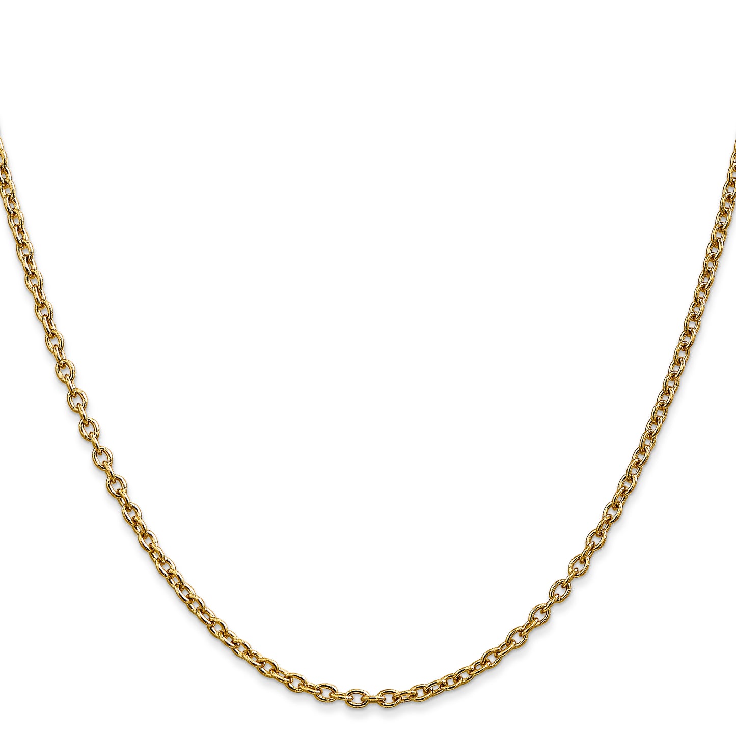 14K Yellow Gold 16 Inch 2.4mm Round Open Link Cable With Lobster Clasp Chain