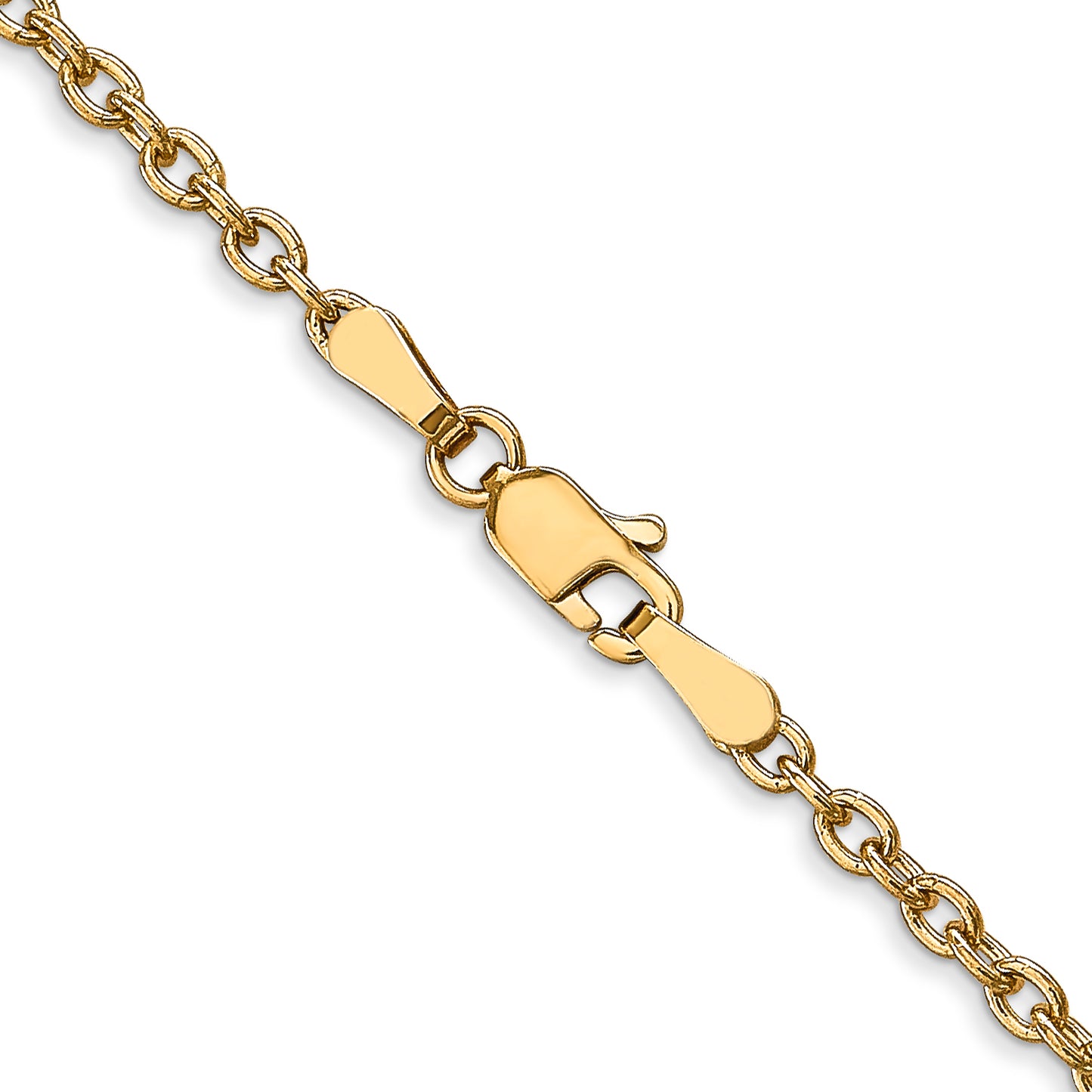 14K Yellow Gold 16 Inch 2.4mm Round Open Link Cable With Lobster Clasp Chain