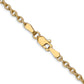 14K Yellow Gold 20 Inch 2.4mm Round Open Link Cable With Lobster Clasp Chain